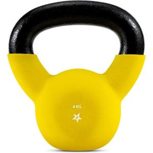 Yes4All 2-32kg Neoprene Coated/Powder Coated Kettlebells Cast Iron, Kettlebell Weight Sets for Home Gym Fitness & Weight Training(4 kg – Yellow)