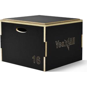 Yes4All 3 In 1 Wooden Plyo Box, Plyometric Box Platform For Jump Training, Jump Boxes For Home Gym Exercise And Outdoor Workout(A. Black)
