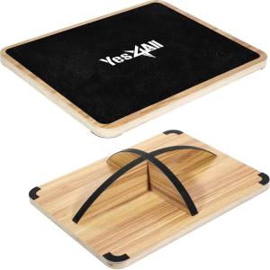 Yes4All 350LBS Professional Wooden Balance Board for Leg Workout, Anti-Slip Rocker Board, Wobble Board for Standing Desk(D. 360 Degree Rotation – beige)