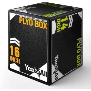 Yes4All 3-in-1 Soft-Padded Plyo Box With Wooden Core, Non-Slip Multi-Use Cushioned Plyometric Jump Box with Vinyl Cover for Jumping, Conditioning, Strength Training(C. Upgraded Version)