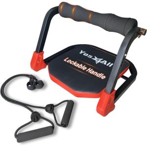 Yes4All Ab Crunch Machine – Lockable Ergonomic Foam Handle With Resistance Bands, Maximum Capacity 330 Lbs, Sit Up Exercise Equipment, Total Body Workout Machine Red, Black