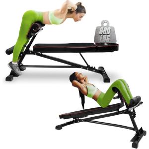 Yes4All Adjustable Weight Bench with Rack, 800lbs Workout Bench Press with Leg Extension, Preacher Curl Pad & Resistance Bands for Home Gym(B. Roman Chair)