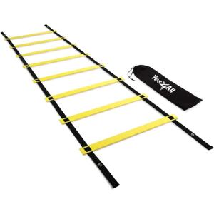 Yes4All Agility Ladder Speed Training Equipment, Adjustable Football Ladder for All Ages with Carry Bag, Durable, Portable, Multiple Colors & Rungs(A. 8 Rung – Yellow)