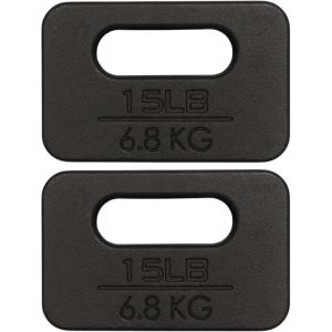 Yes4All Cast Iron Rucking Weight for Backpack, Training Weight Plate with Ergonomic Rounded Handle, Protective Glossy Finish for Weighted Walking, Hiking, Rucking, Resistance Workout, 10 LB(I. 2x15LB)