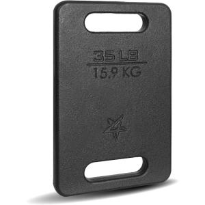 Yes4All Cast Iron Rucking Weight for Backpack, Training Weight Plate with Ergonomic Rounded Handle, Protective Glossy Finish for Weighted Walking, Hiking, Rucking, Resistance Workout, 10 LB(F. 35LB)