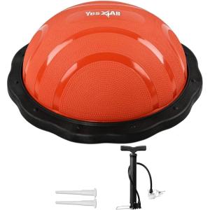 Yes4All Combo Half Ball Balance Trainer Balance, Massager Roller for Yoga, Pilates, Stretches(B. Red/Black)