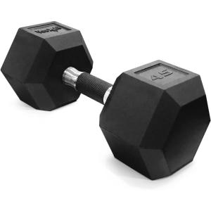Yes4All Dumbbell Hex Rubber Grip/Heavy Weight Urethane Dumbbell and Combo Kettle Grip for Multifunctional Full Body Workout and Strength Training(I. 45 Lbs)