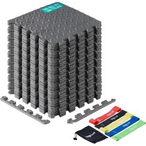 Yes4All EVA Interlocking Mats, Puzzle Floor Tiles, Foam Floor Padding with Border for Furniture, Home Space, Living Room, Garage 11,15,32,99 SQFT