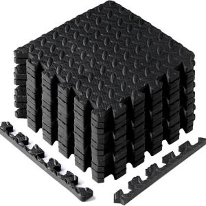 Yes4All EVA Interlocking Mats, Puzzle Floor Tiles, Foam Floor Padding with Border for Furniture, Home Space, Living Room, Garage 24 SQFT
