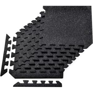 Yes4All Heavy Duty 100% High Density Rubber Floor Tiles Interlocking Mat(Grey)