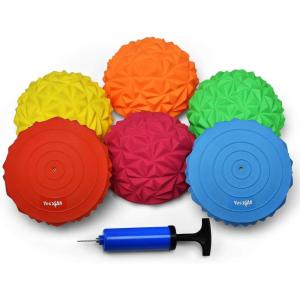 Yes4All Hedgehog Balance Pods for Exercise, Core Body Balancing, Balance Pods for Youth & Adults with Hand Pump – Set of 5(C. Rocky – 6pcs)
