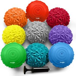 Yes4All Hedgehog Balance Pods for Exercise, Core Body Balancing, Balance Pods for Youth & Adults with Hand Pump – Set of 5(D. Rocky – 9pcs)