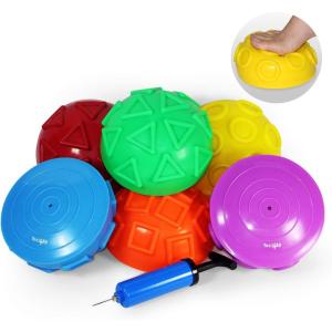 Yes4All Hedgehog Balance Pods for Exercise, Core Body Balancing, Balance Pods for Youth & Adults with Hand Pump – Set of 5(E. Geometric – 6pcs)