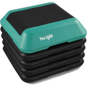 Yes4All High Arobic Step Platform & Stackable Risers – Adjustable 4″/6″/8″/10″/12″ Height – Choose Full Step Platform Set or 2-Pack Stackable Risers, Customize for Cardio & Aerobic Exercise(A. Green/Black)