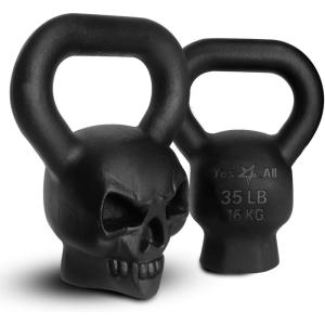 Yes4All Kettlebell Special Shape, Upgraded &Multifunctional for Advanced Training, Solid Cast Iron Powder Coated, Anti Slip Handle Strength Training Equipment(F. 35LB – Single)