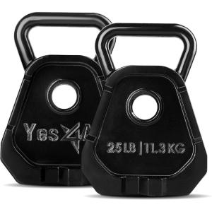 Yes4All Kettlebell Special Shape, Upgraded &Multifunctional for Advanced Training, Solid Cast Iron Powder Coated, Anti Slip Handle Strength Training Equipment(B.25lbs – Pair)
