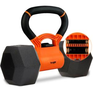 Yes4All Kettlebells Grip, Dumbbell Grip Handle, Convert Dumbbells into Kettlebell for Home Gym, Kettlebell for Weights Plate(B. Orange/Black Upgraded)