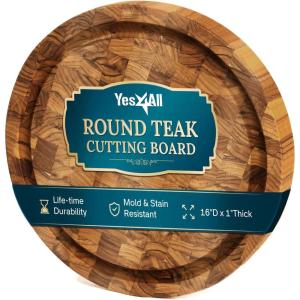 Yes4All Large Teak Cutting Boards for Kitchen, 20″x15″x1.5″ End Grain Butcher Block with Food-Friendly Surface, Durable Wood Chopping Board with Juice Grooves and Easy-Grip Handle for Home Prep(Teak)