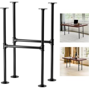 Yes4All Metal Table Legs, 28 inch Height with Adjustable Protector Levelers, Zig Zag Heavy Duty, Black, Bear Up to 800lb, Set of 2(H-shape)