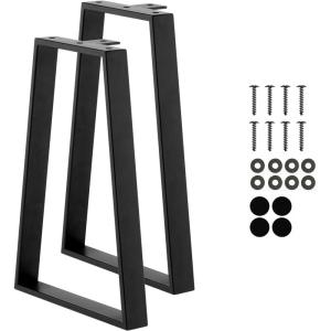 Yes4All Metal Table Legs, 28 inch Height with Adjustable Protector Levelers, Zig Zag Heavy Duty, Black, Bear Up to 800lb, Set of 2(Trapezoid Metal Leg)