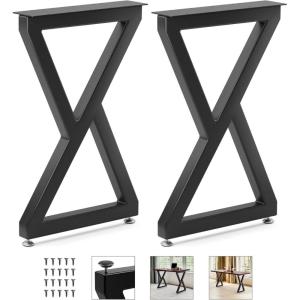 Yes4All Metal Table Legs, 28 inch Height with Adjustable Protector Levelers, Zig Zag Heavy Duty, Black, Bear Up to 800lb, Set of 2(Zig Zag)