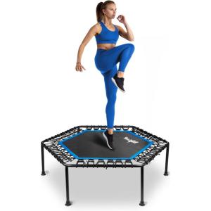 Yes4All Rebounder Trampoline for Adults, 48-Inch, 350 LBS Stable & Silent Exercise Trampoline for Rebounding, Jumping Cardio(A. Black without Handle – 48 inch)