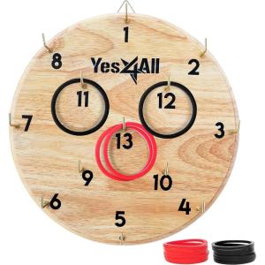 Yes4All Ring Toss Wall Game/Indoor & Outdoor Game for Adults, Camping, Party(Natural wood)