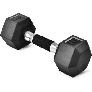 Yes4All Rubber Grip Encased Hex Dumbbell – Hand Weights With Anti-Slip 5-50 LBS Single(B. 10 Pounds)