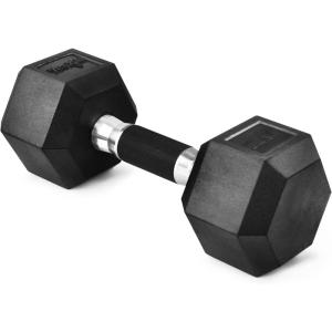 Yes4All Rubber Grip Encased Hex Dumbbell – Hand Weights With Anti-Slip 5-50 LBS Single(D. 20 Pounds)