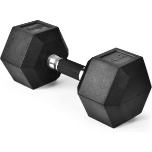 Yes4All Rubber Grip Encased Hex Dumbbell – Hand Weights With Anti-Slip 5-50 LBS Single(H. 40 Pounds)
