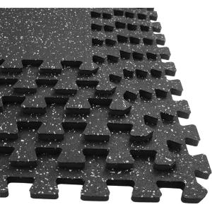 Yes4All Rubber Gym Flooring for Home Gym, 0.56″ Thick Gym Flooring Tiles, EVA Foam Mats with Rubber Top, Protective Flooring Mat(White Dot)