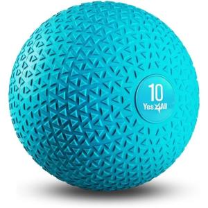 Yes4All Slam Balls, 10-40lb Weighted Ball Weight, Durable PVC Sand Filled Workout Dynamic Slam Ball for Strength Training, Triangle, Black, 10lbs(Trendy teal)