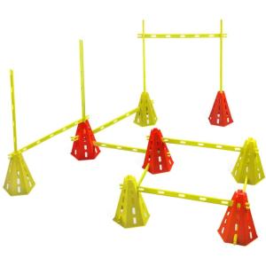 Yes4All Speed and Agility Training Equipment Set – Hurdles and Cones for Athletes in Soccer, Basketball, Football(B. 8 Green/ Orange Cones + 12 Bars)