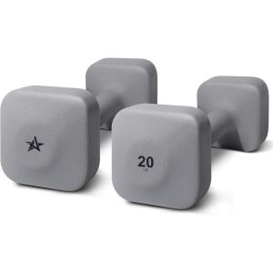 Yes4All Square Neoprene Dumbbell Set for Women/Men, Workout Hand Weight Dumbbells Set of 2, 2lb – 20lb with 4 Colors, Anti-Roll, Anti-Slip Exercise Dumbbells Weights for Home Gym,(H. 20lbs – Grey)