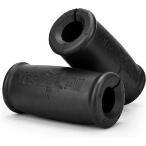 Yes4All Thick Dumbbell Handles Grips, Firm Rubber Barbell Grips, Great for Increasing Forearm Strength, Weightlifting, Muscle Building, Cable Attachments(A. Black)