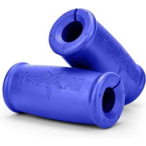 Yes4All Thick Dumbbell Handles Grips, Firm Rubber Barbell Grips, Great for Increasing Forearm Strength, Weightlifting, Muscle Building, Cable Attachments(Blue)