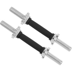 Yes4All Threaded Dumbbell Handles, 14/16/18/24 Inch Dumbbell Bar Pair, Chrome/Rubber Grip, Fit 1” or 1.15″ Plates, 4 Star-Lock Collars with Loose-Resistant Rubber Trims(Rubber)