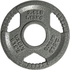 Yes4All Tri-Grip Handles Cast Iron Olympic Weight Plates, 2-Inch Weight Plates for Weight Lifting with Smooth and Durable Finish, Suitable for Strength Training Exercises (Single, Pair and Set)(A. 2.5LB (Single – Gray))