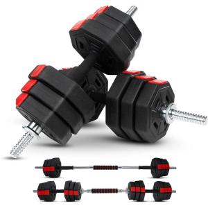 Yes4All Upgraded 44lbs/66lbs Pair Adjustable Weights Dumbbells Set, Free Weights Dumbbells Set with Connector, Cement Mixture(44lbs + Connector)