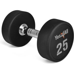 Yes4All Urethane Dumbbell with Anti-Slip Knurled Handle 5-50 LB for Muscle Building – Sold Individually(E. 25 Pounds)