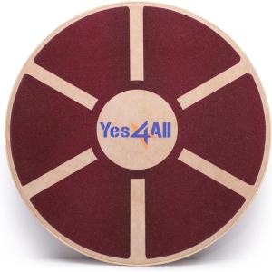 Yes4All Versatile Wooden Wobble Balance Board, Balance Trainer for Mobility Training, Standing Desk, Core Training, Exercise Balance Stability Trainer(E. Wooden Balance Board – Red)