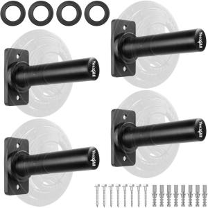 Yes4All Wall Mounted Weight Plate Holder – Fit 2inch Olympic Weight Plates, Protective Rubber Pad(B. Set Weight Plate Holder – (4pcs))