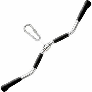 Yes4All Wide Grip LAT Pull Down Bar Attachments with Rubber Handles/Curl LAT Pulldown Attachment for Gym Equipment, Press Down Bar/Cable Attachment Rubber Handgrips