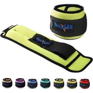 Yes4All Wrist & Ankle Weights Pair 1lb -10lbs, Adjustable Strap for Walking, Jogging, Pilates, Gym Fitness Workout for Women, Men(E. 6Lbs Pair (3lb x 2) – Lime)