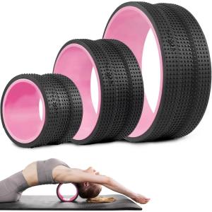 Yes4All Yoga Wheel Roller, 500 lb Capacity Back Cracker Roller for Comfort HIPS & Neck, Available in 6”/10”/12” Sizes(6  10  12 Inches – Pink)