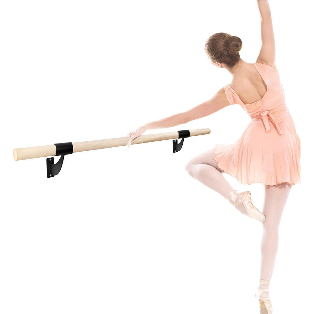 image:imageYes4All Single Bar Wall Mount Ballet Barre Beech Ballet Bar for Ballet Poses Home Workouts Yoga Stretching and Dance PracticeA Natural Wood