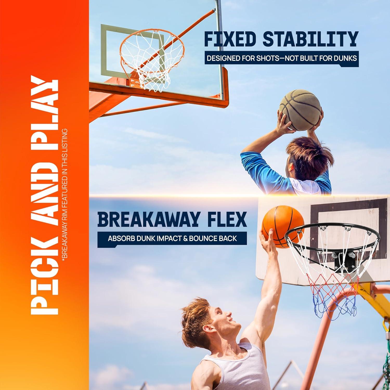 image:imageYes4All Basketball Net 18Inch HeavyDuty Basketball Rim Replacement for Indoor amp Outdoor Use Fits Youth amp Adult Hoops Fixed amp Breakaway Options Bolts IncludedBreakaway