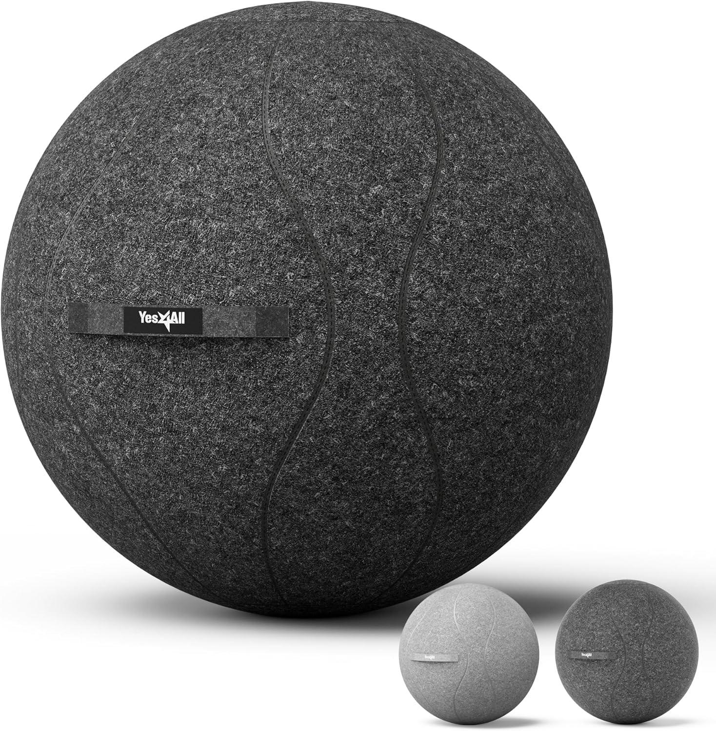 image:imageYes4All Exercise Office 400lbs Capacity AntiBurst Yoga Weight SelfStanding Sitting Ball Chair with Hidden Seam Cover Convenient Handle amp Pump Included Standard Dark GrayDark Gray