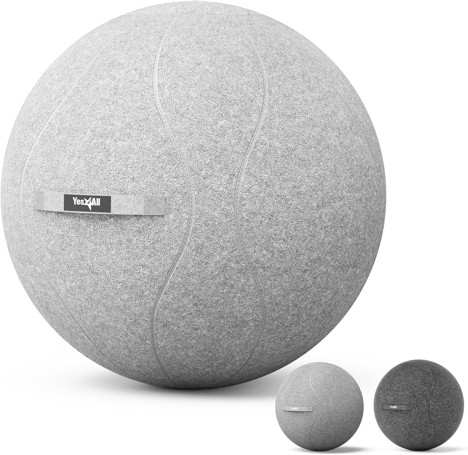 image:imageYes4All Exercise Office 400lbs Capacity AntiBurst Yoga Weight SelfStanding Sitting Ball Chair with Hidden Seam Cover Convenient Handle amp Pump Included Standard Dark GrayUpgrade Light Gray