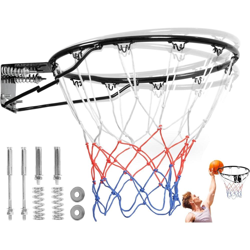 image:imageYes4All Basketball Net 18Inch HeavyDuty Basketball Rim Replacement for Indoor amp Outdoor Use Fits Youth amp Adult Hoops Fixed amp Breakaway Options Bolts IncludedBreakaway